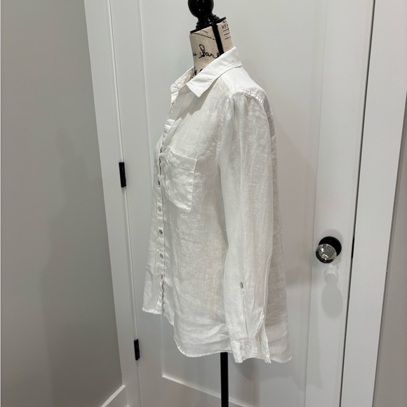 C&C California White Linen Casual Button Down Shirt - Picture 2 of 6